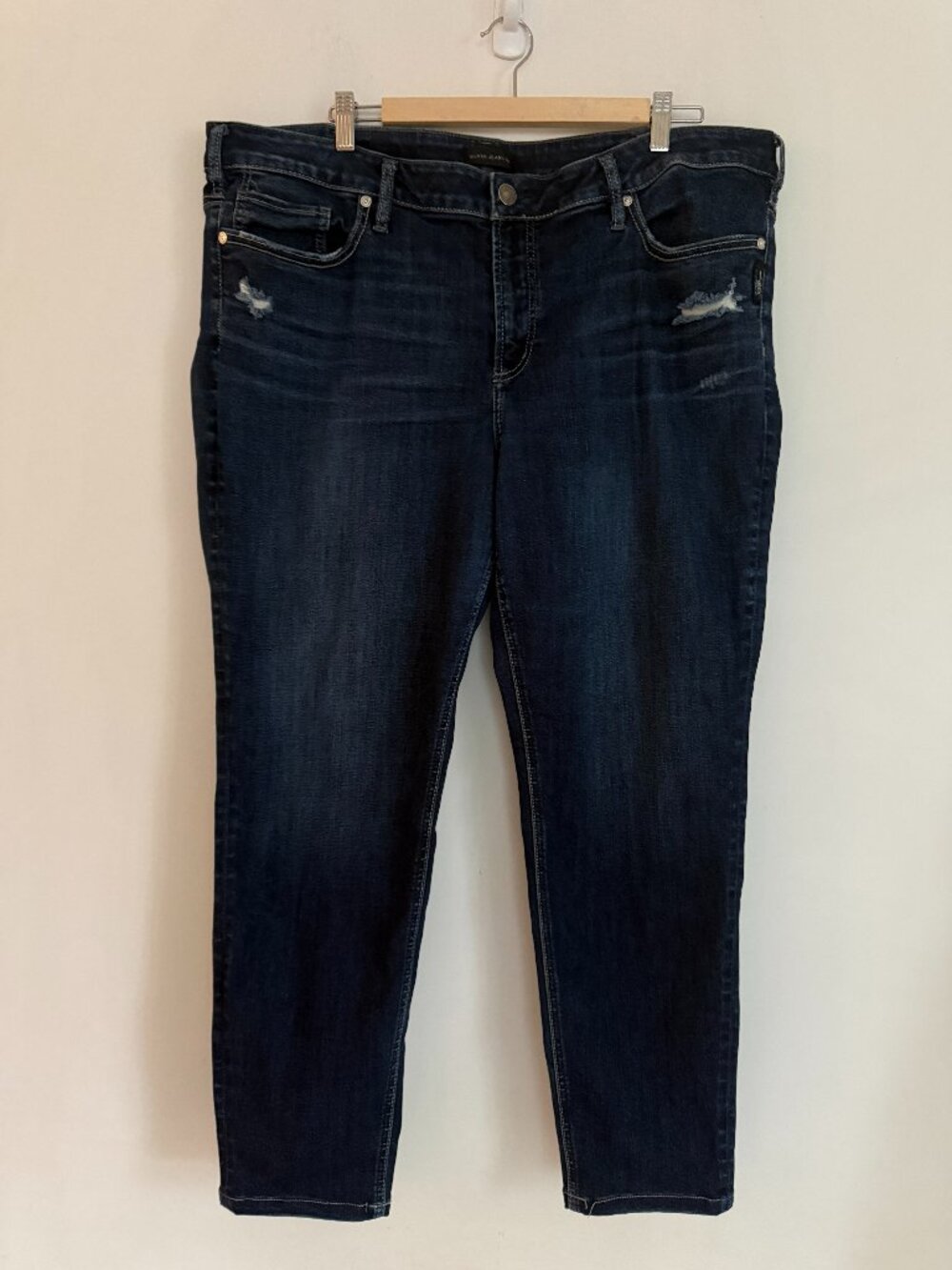 Silver Jeans Womens Plus Size 20x31 Blue Elyse Skinny Dark Wash Denim